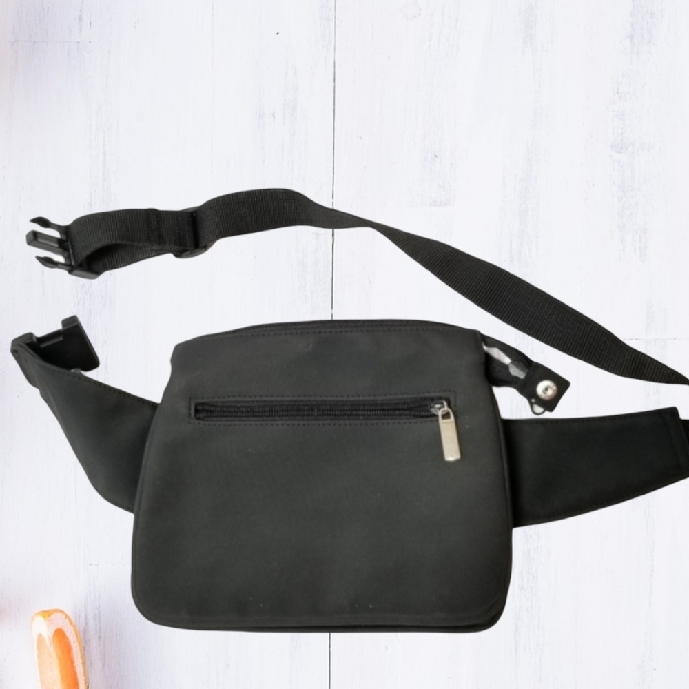 UNISEX Black Polyester Waist Fanny Pack